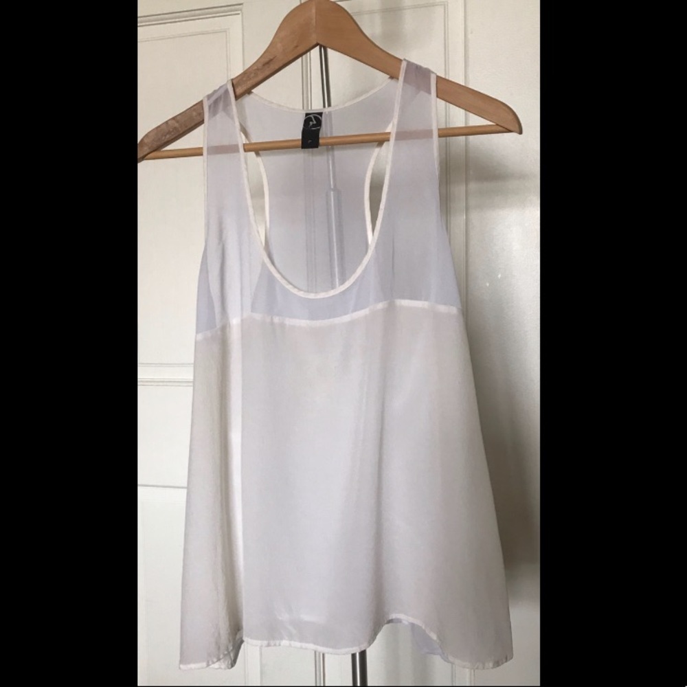 White chiffon and silk tank camisole